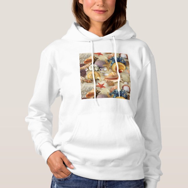 Pull À Capuche Coques de mer sur la plage (Devant)