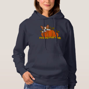 Pull À Capuche Corgi dit "Happy Fall Y'all" !