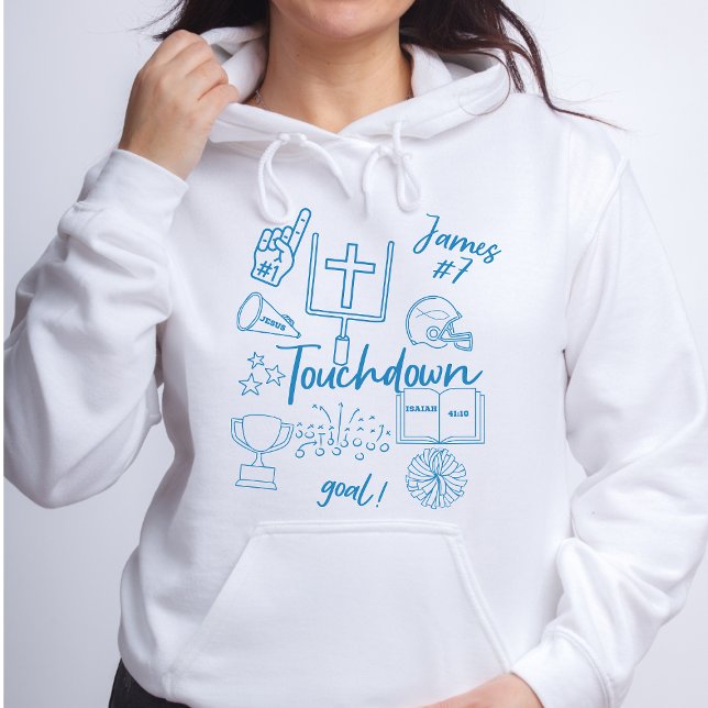 Pull À Capuche Coutume Football de Foi Touchdown (Personalize with name & number)