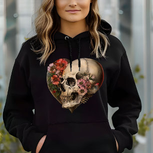 Pull À Capuche Crâne Floral Coeur Design