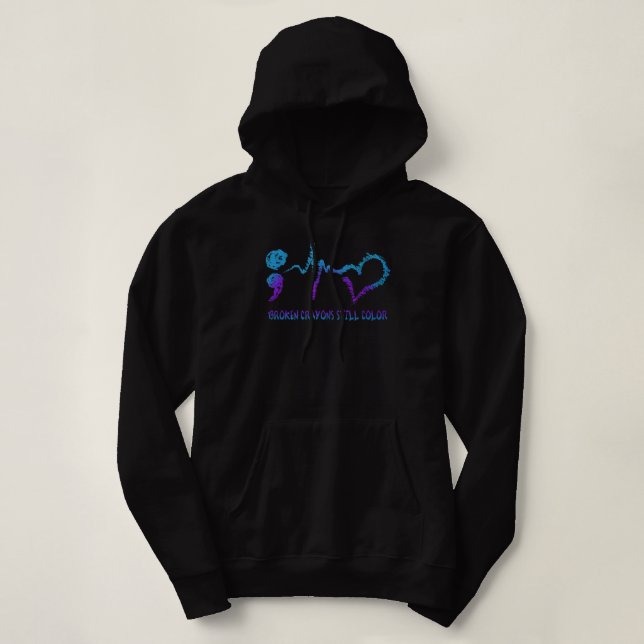 Pull À Capuche Crayons brisés Toujours Couleur Suicide Prévention (Design devant)
