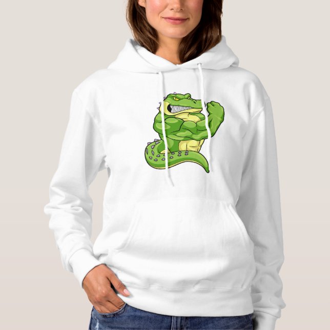 Pull À Capuche Crocodile comme Bodybuilder avec de grands Muscles (Devant)