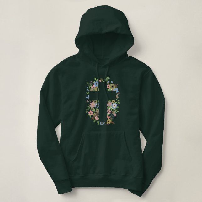 Pull À Capuche Croix florale (Design devant)