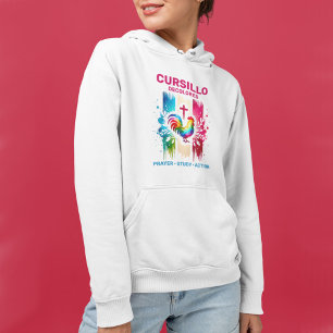 Pull À Capuche Cursillo DeColores Coq & Croix Traits de pinceau