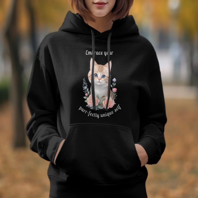 Pull À Capuche Cute Chat Floral Design Motivation (Créateur téléchargé)