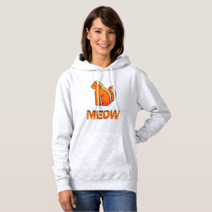 Pull À Capuche Cute Chat, Orange & Animal Jaune, Pop Art Abstrait