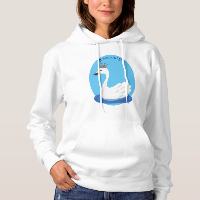 Pull À Capuche Cute cygne blanc avec dessin de la couronne (Devant)