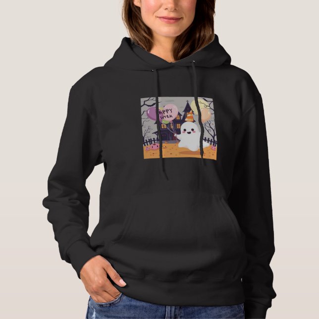 Pull À Capuche Cute Kawaii Fantôme Anniversaire Fête Halloween De (Devant)