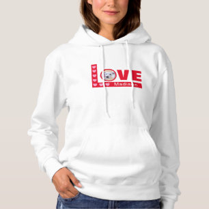 Pull À Capuche Cute Love Hearts Chien Photo Valentines Day Rouge