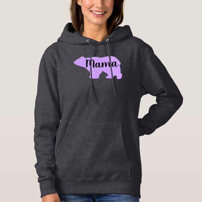 Pull À Capuche Cute Mama ours violet design mère cadeau de jour (Devant)