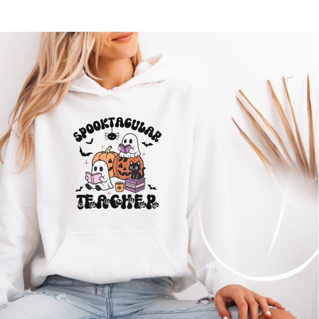 Pull À Capuche Cute Retro Halloween Spooktacular Enseignant (Créateur téléchargé)