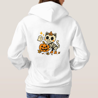 Pull À Capuche Cute Skeleton Cat with Pumpkin T-Shirt