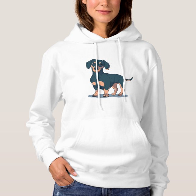 Pull À Capuche Dachshund noir (Devant)