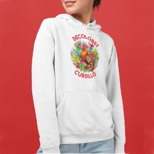 Pull À Capuche DeColores Cursillo Coq Monstera Feuilles Fleurs