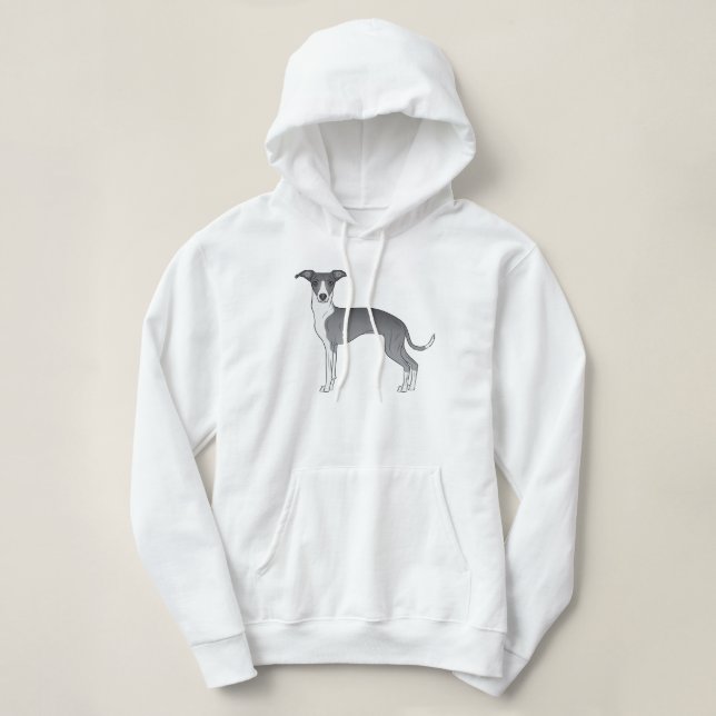 Pull À Capuche Design De Cartographie Italien Gris Bleu Et Blanc (Design devant)