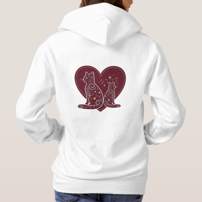Pull À Capuche Design de coeur romantique de chat (Dos)