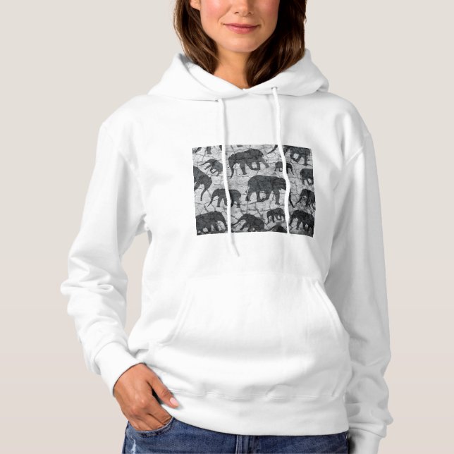 Pull À Capuche Design Motif en béton éléphant (Devant)