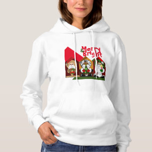 Pull À Capuche Dessin Santas Joyeux et Sweatshirt de Noël brillan