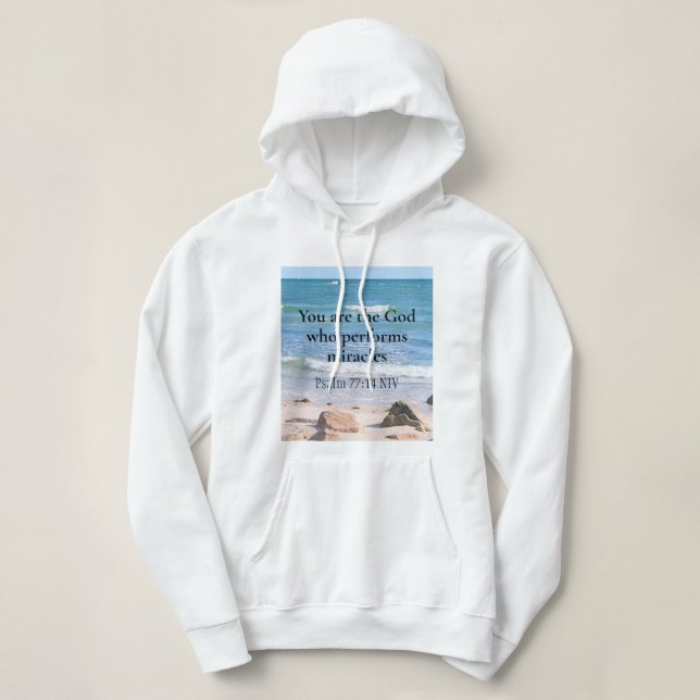 Pull À Capuche Dieu qui exécute Miracles Ocean Blue Bible Verse (Design devant)