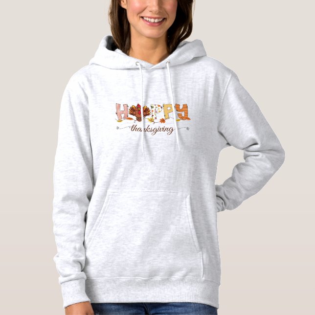 Pull À Capuche Dinde de Thanksgiving à motif mignon (Devant)