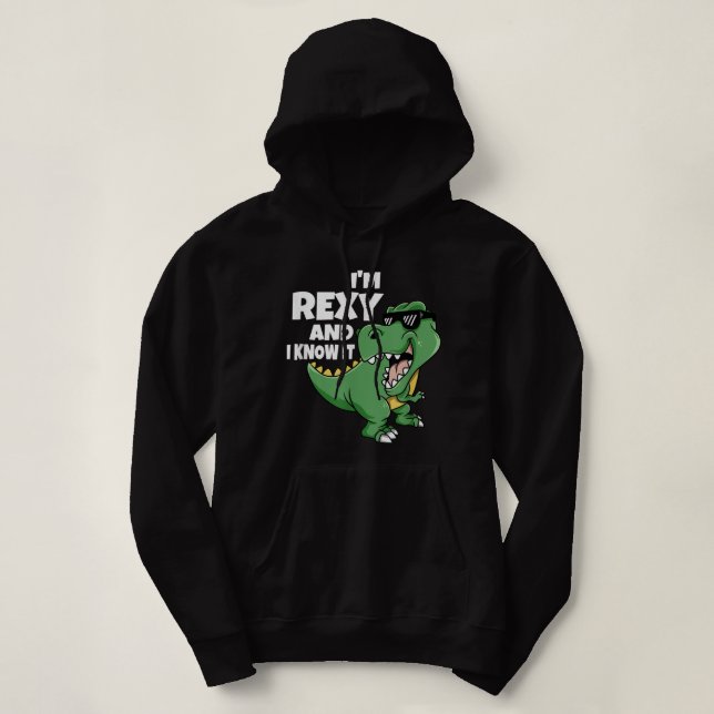 Pull À Capuche Dino Dinosaur T-Rex - Je suis Rexy Et Je Le Sais (Design devant)