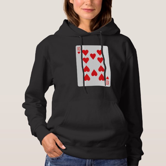 Pull À Capuche Dix Coeurs Jouer Carte (Devant)