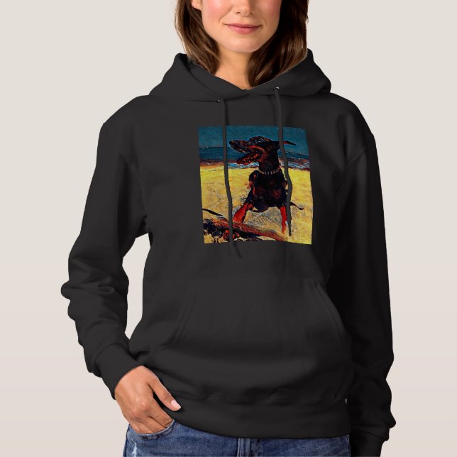 Pull À Capuche Doberman À La Plage 820 (Devant)