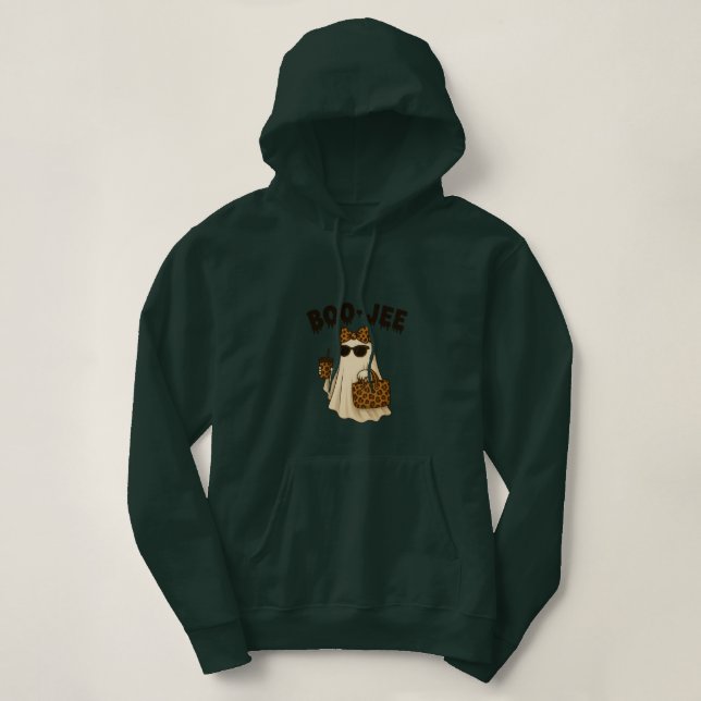 Pull À Capuche Doudoune fantôme à imprimé léopard BOO-JEE  (Design devant)
