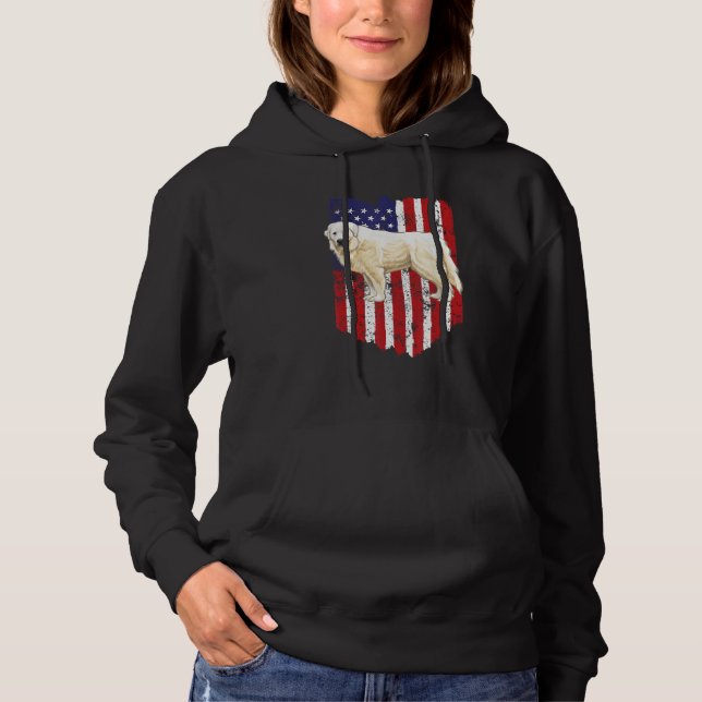 Pull À Capuche Drapeau américain Great Pyrenee 4 juillet USA (Devant)