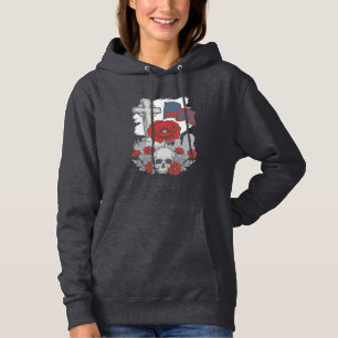 Pull À Capuche Drapeau coquelicot mémorial croix gravure vintage