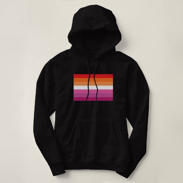 Pull À Capuche Drapeau de la fierté lesbienne (coucher du soleil) (Design devant)