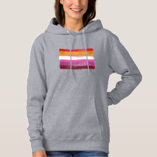 Pull À Capuche Drapeau de la fierté lesbienne peint rayures de co