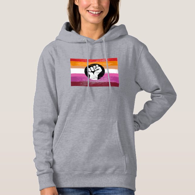 Pull À Capuche Drapeau de protestation peint lesbien (Devant)