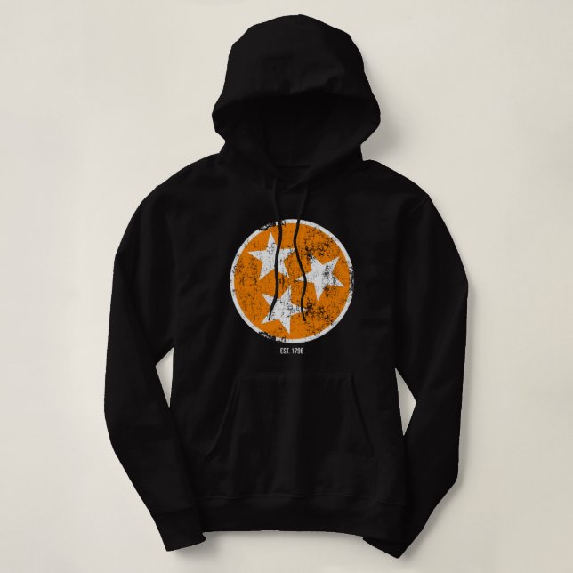 Pull À Capuche Drapeau d'état 3 étoiles TN orange et blanc Tennes (Design devant)