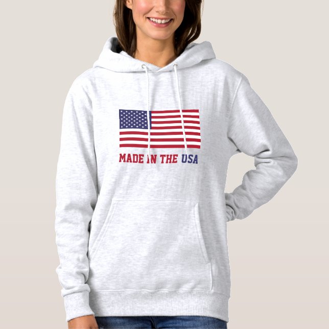 Pull À Capuche Drapeau Patriotique Rouge Blanc Bleu Étoiles Et Fr (Devant)