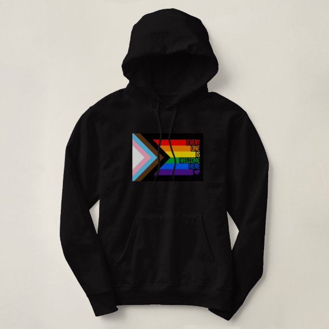 Pull À Capuche Drapeau Progress Pride (Tout le monde est le bienv (Design devant)