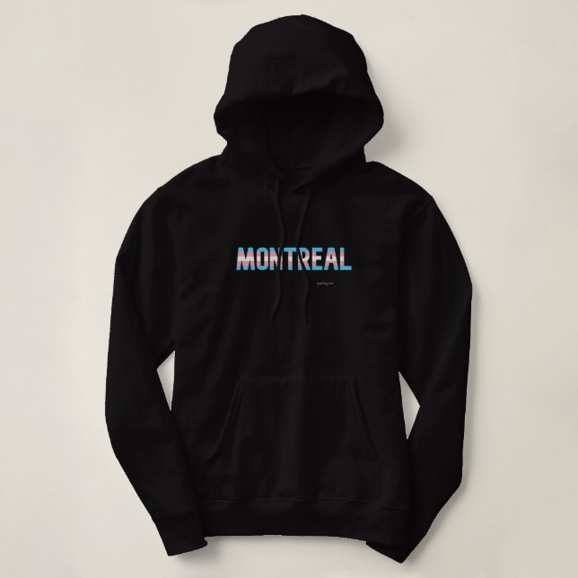 Pull À Capuche Drapeau transgenre de la Fierté de Montréal (Design devant)