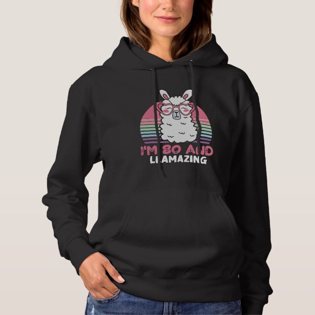 Pull À Capuche Drôle Adorable Llama 80e Anniversaire Don Pour Fem (Devant)