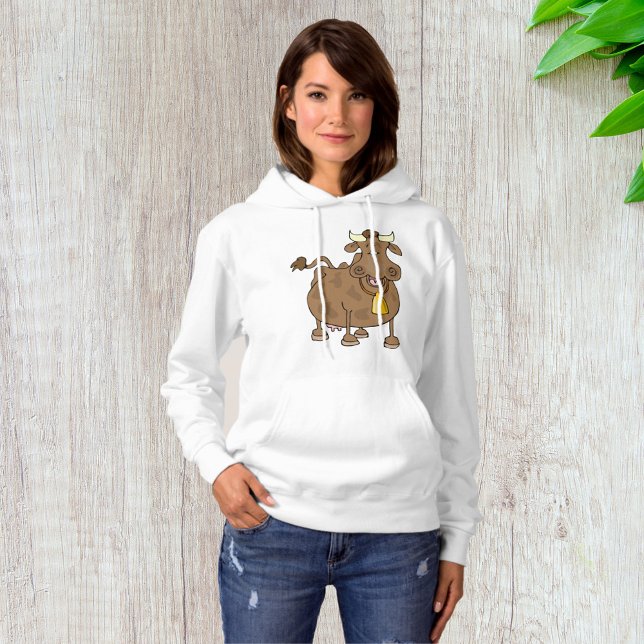 Pull À Capuche Drôle Cartoon Vache Brown avec Bell Animal de ferm (Créateur téléchargé)