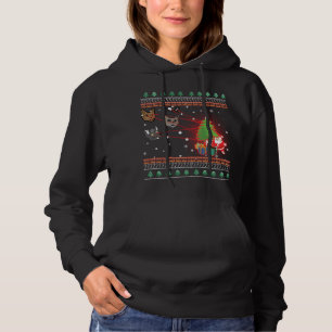 Pull À Capuche Drôle Laser Eyes Chat laide lumières de Noël