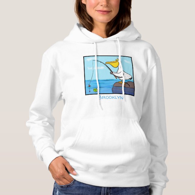 Pull À Capuche Drôle pélican de pêche (Devant)