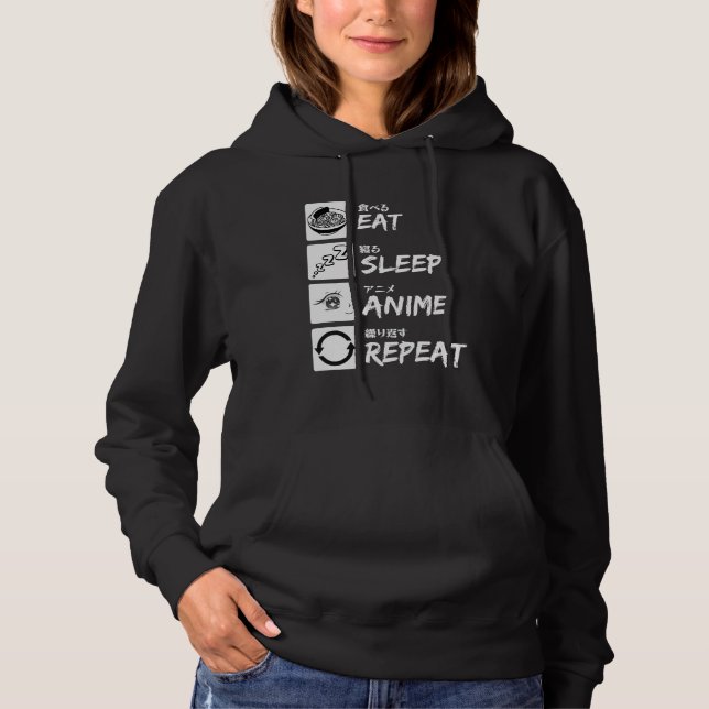 PULL À CAPUCHE EAT SLEEP ANIME REPEAT (Devant)