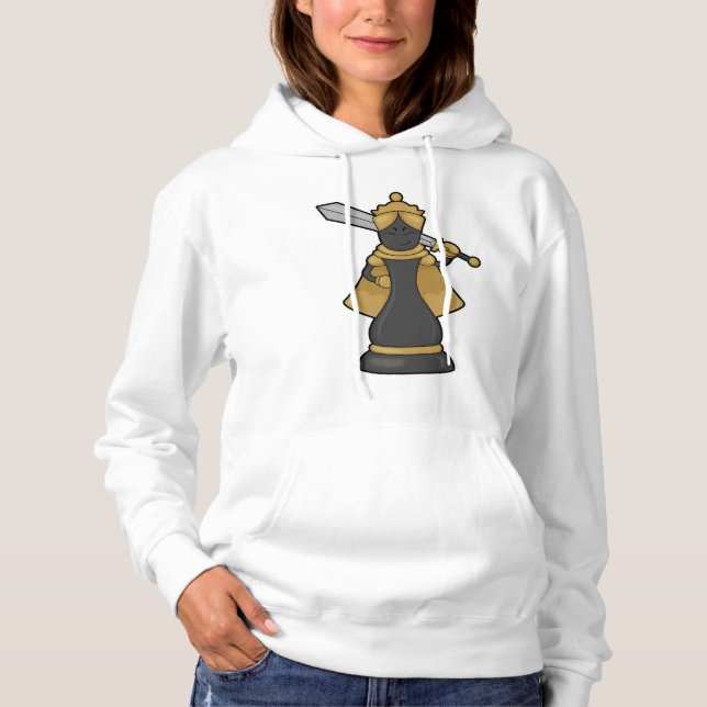 Pull À Capuche Échecs Queen au jeu d'échecs avec épée (Devant)