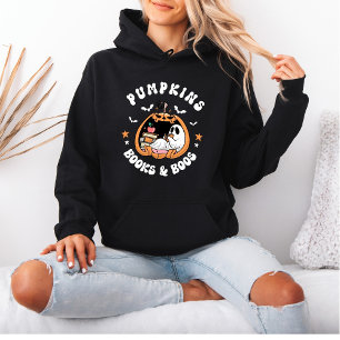 Pull À Capuche Éffrayant Cute "Livres et Livres Citrouille" Lectu