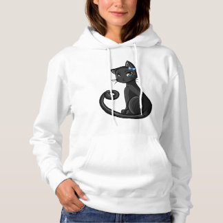 Pull À Capuche Elegant Black Cat Hoodie – Mystic & Cute Style