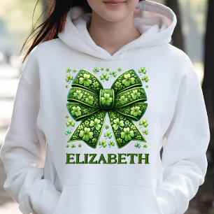 Pull À Capuche Elégant Retro Green Coquette St. Patrick's Day