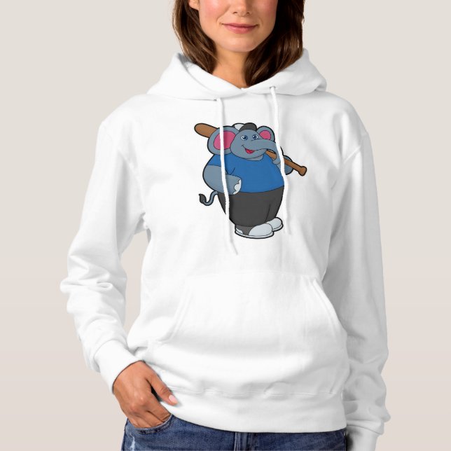 Pull À Capuche Elephant au baseball avec batte de baseball (Devant)