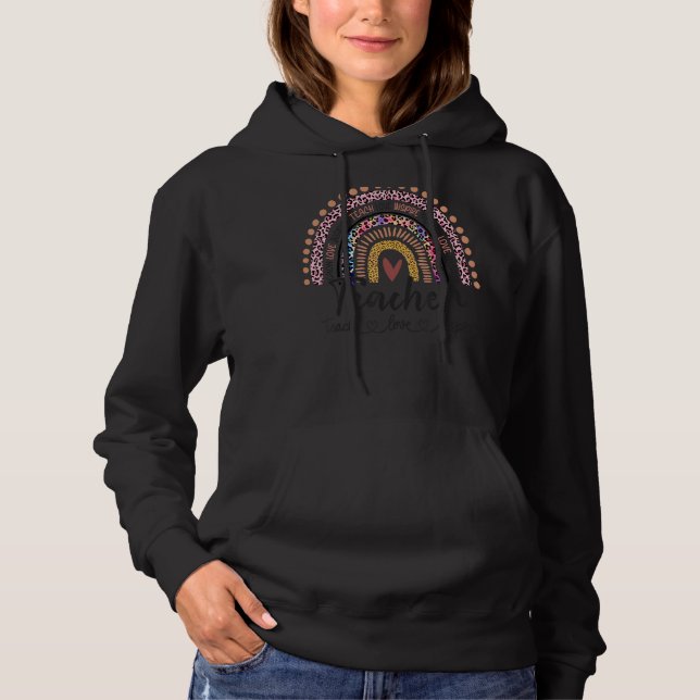 Pull À Capuche Enseignant Apprendre L'Amour Inspirer Leopard Rain (Devant)