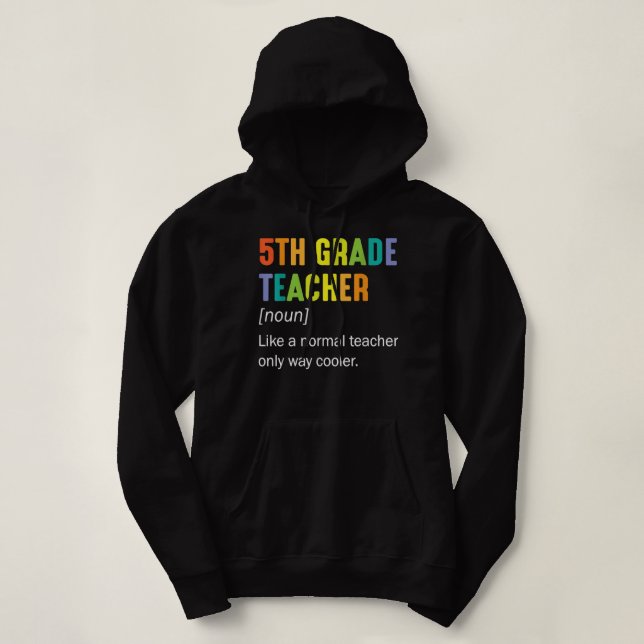 Pull À Capuche Enseignant de 5e année Noun Comme un enseignant no (Design devant)