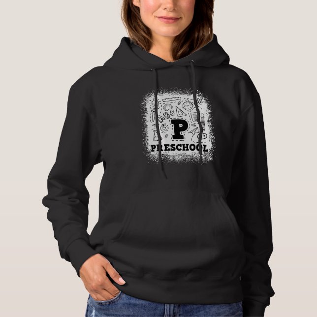 Pull À Capuche Équipe de typographie préscolaire blanchie Retour (Devant)